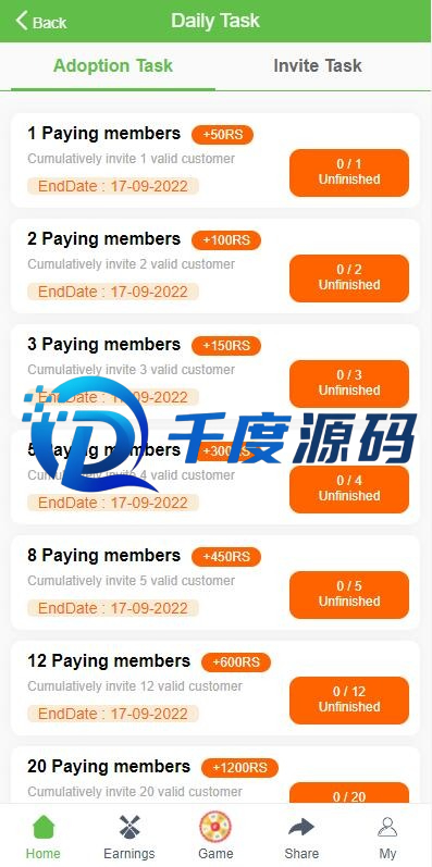 海外投资理财系统/养鸭养牛投资/裂变任务推广/注册奖励每日任务